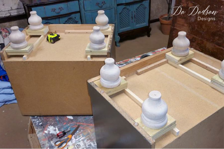 How to add wood legs to furniture for an updated look.