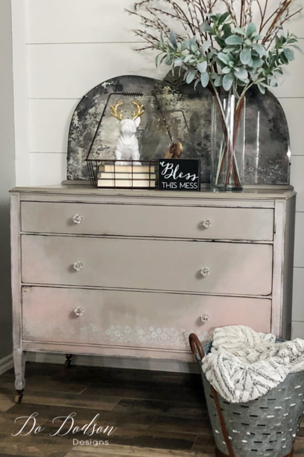 Vintage dresser with a DIY antique mirror makeover... adorable!