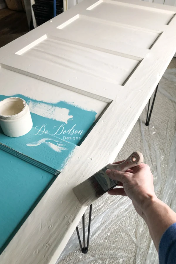 Add your favorite color of paint and you have a beautiful DIY desk. I used a beautiful neutral color chalk mineral paint to compliment my home decor.