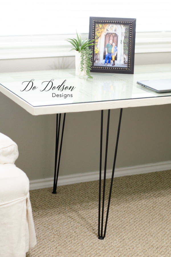 In just 2 simple steps, you can create this beautiful DIY hairpin leg desk. Easy peasy!