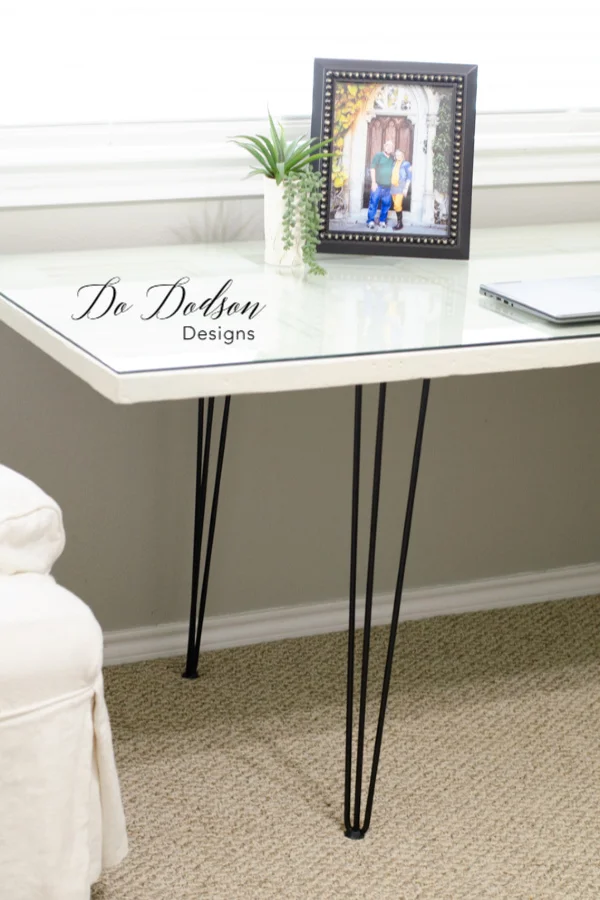 In just 2 simple steps, you can create this beautiful DIY hairpin leg desk. Easy peasy!