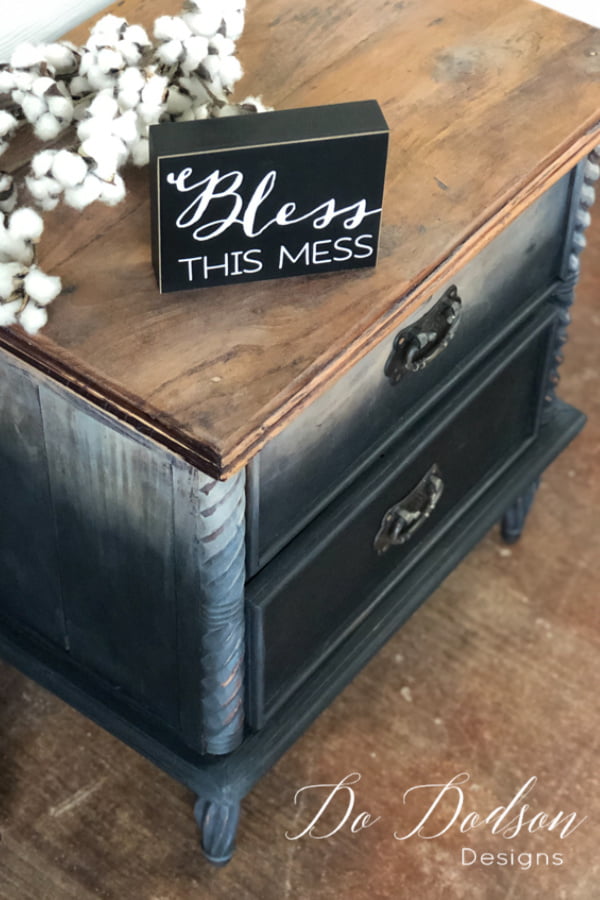 BLESS THIS MESS with a DIY Ombre Raw Wood Look on your wood furniture.
