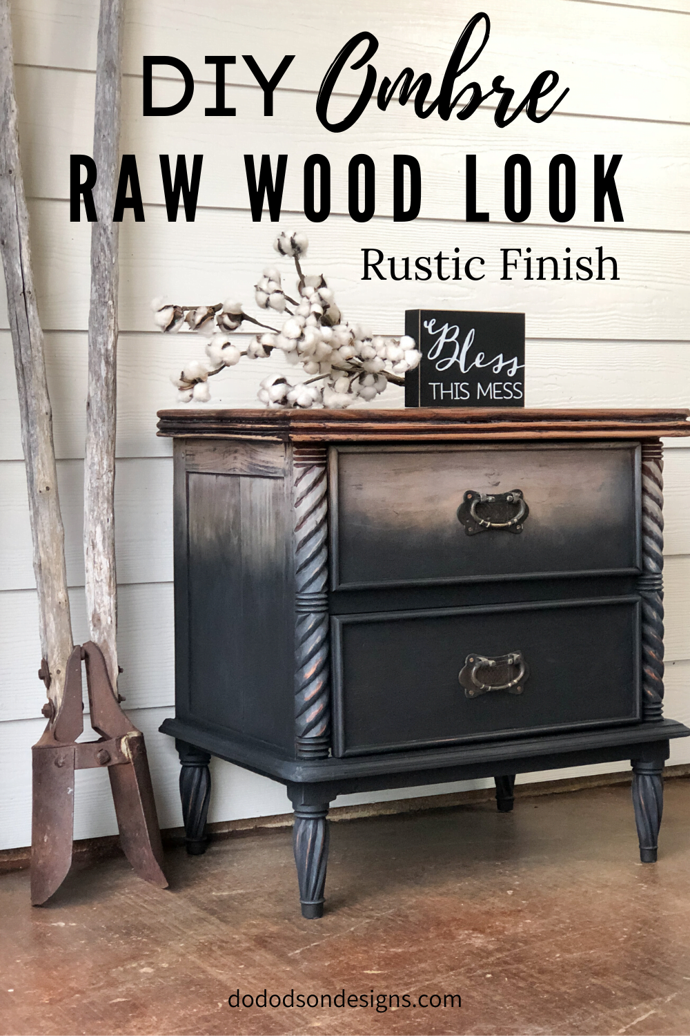 DIY Ombre Paint And Raw Wood Look On Furniture