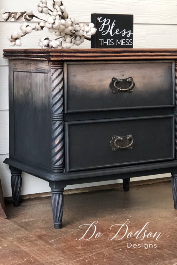 Get an AMAZING DIY raw wood look with an ombre twist of paint on your furniture with this technique.