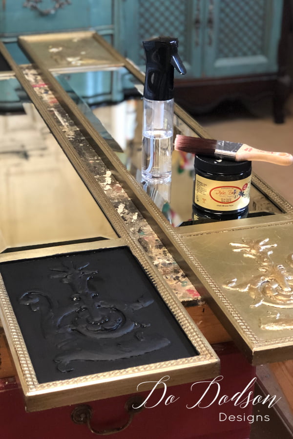 Before applying the gold leaf, I painted the background of my design. It's a little tricky but the results will be amazing!