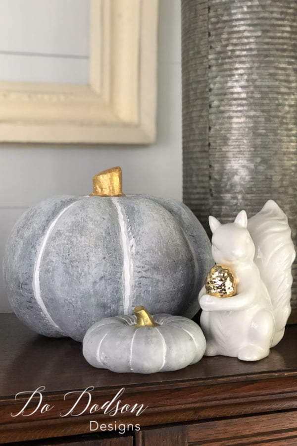 DIY Fall Faux Concrete Pumpkins
