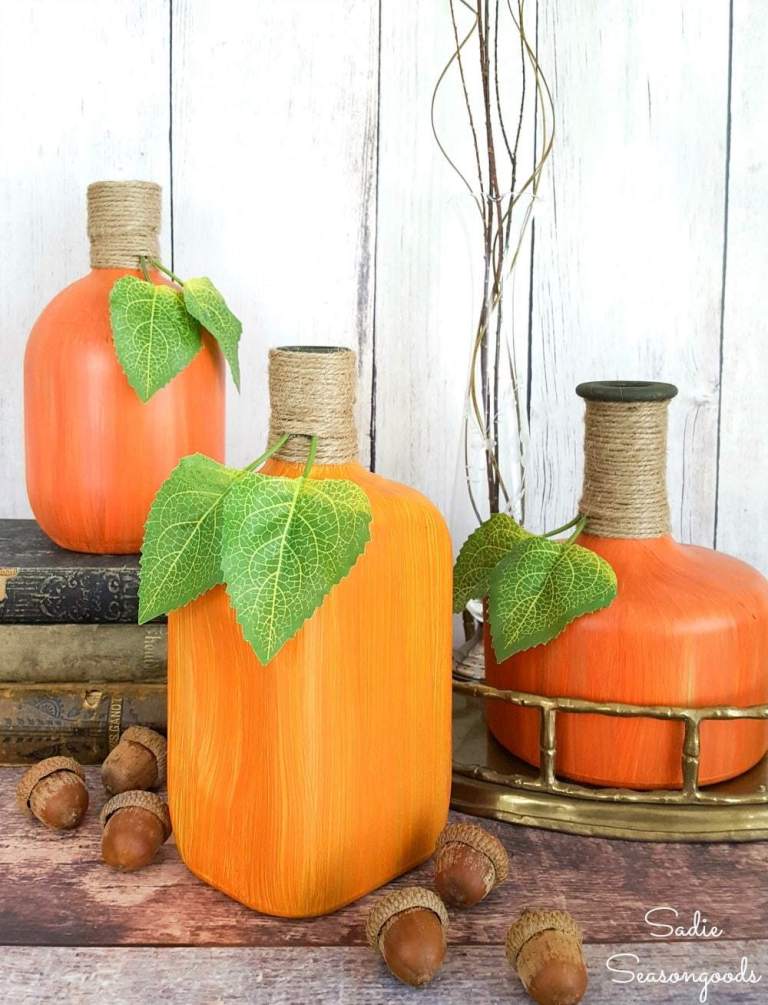 Painted Gourds From Glass Liquor Bottles