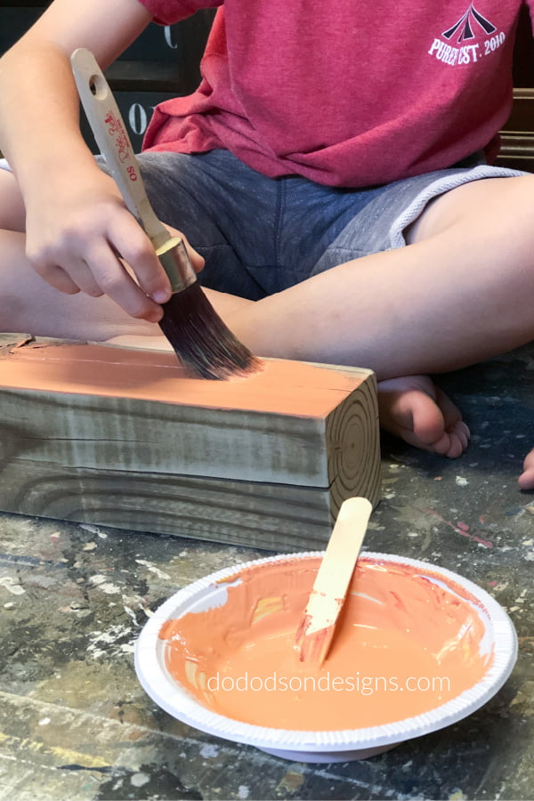 4X4 wooden pumpkins that even a kid can create.