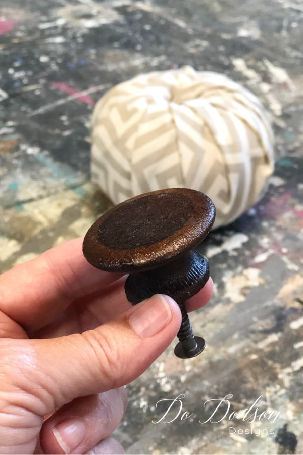 I like using non-traditional items for stem on my fabric pumpkins.