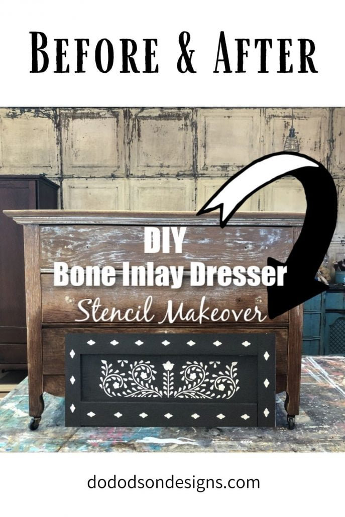 Before and After DIY Bone Inlay Dresser Makeover
