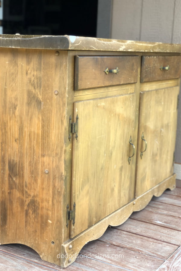 Don't walk away from these old cabinets. I flipped this one into a DIY rolling island that turned out amazing.