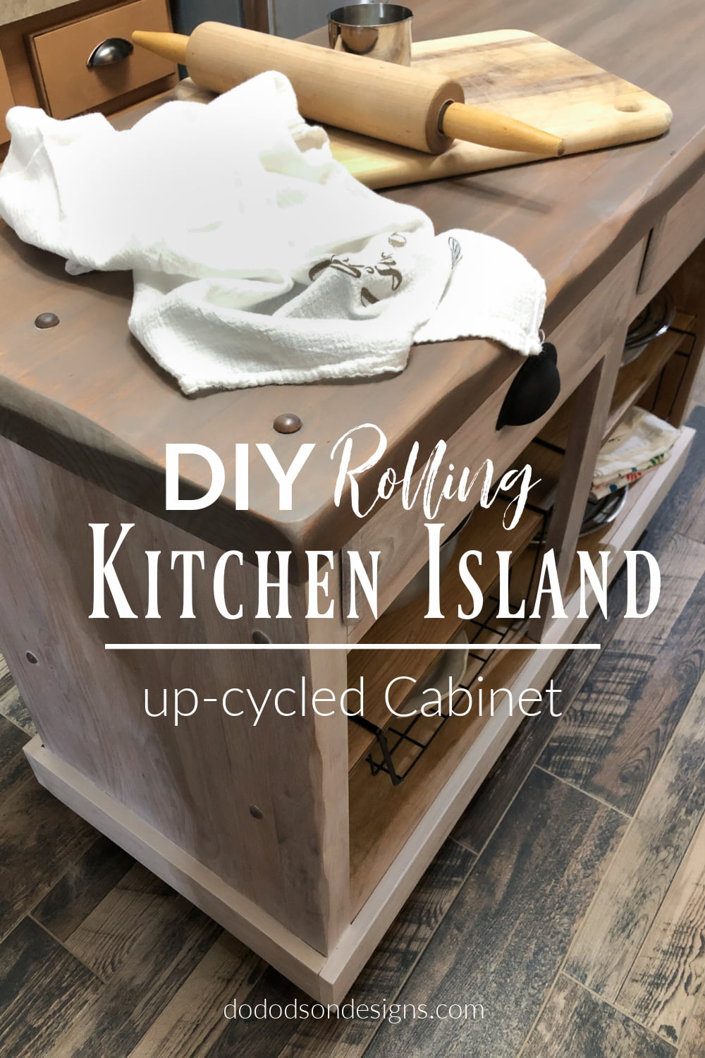 DIY Rolling Kitchen Island | Upcycled Cabinet Project