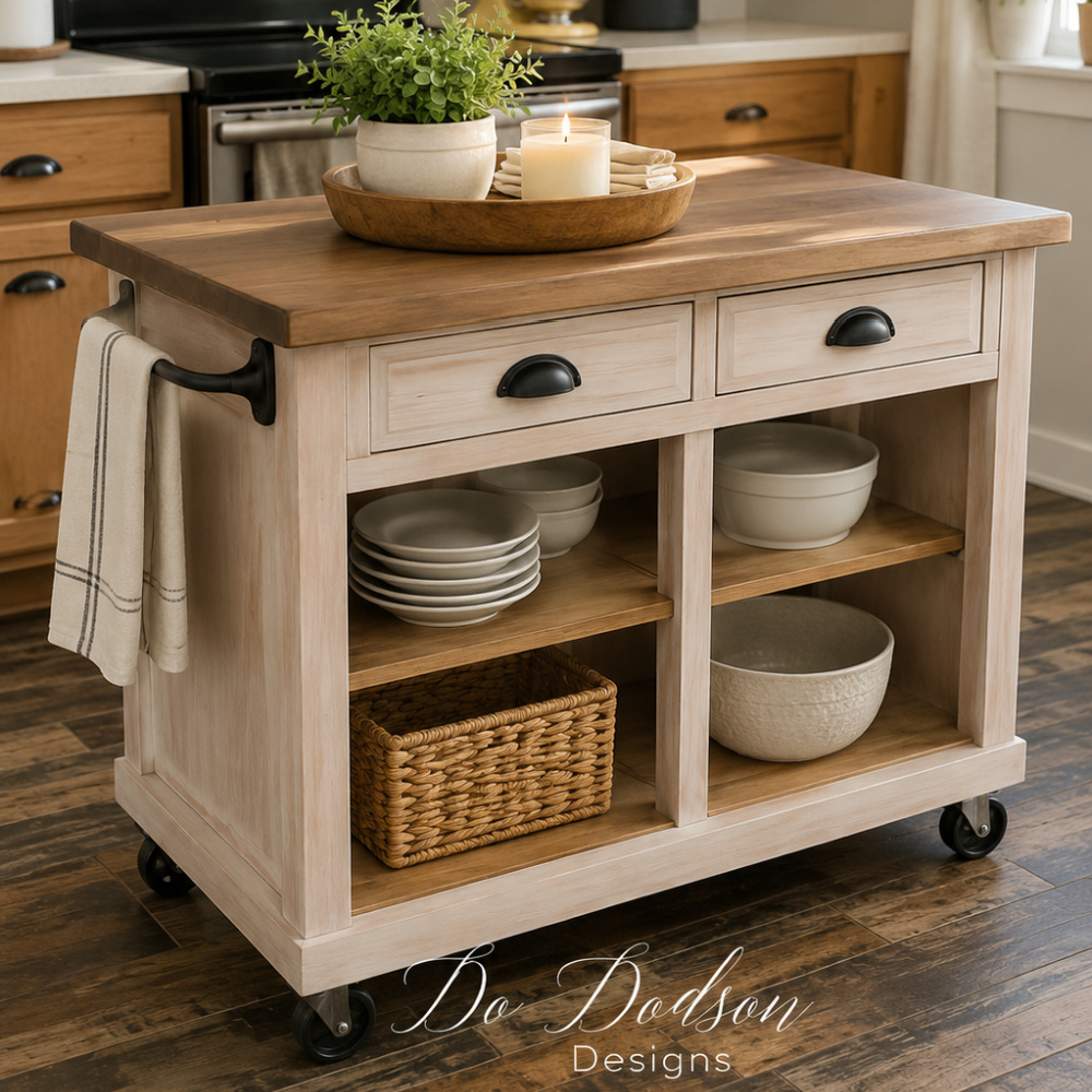 DIY Rolling Kitchen Island Made From A Dresser