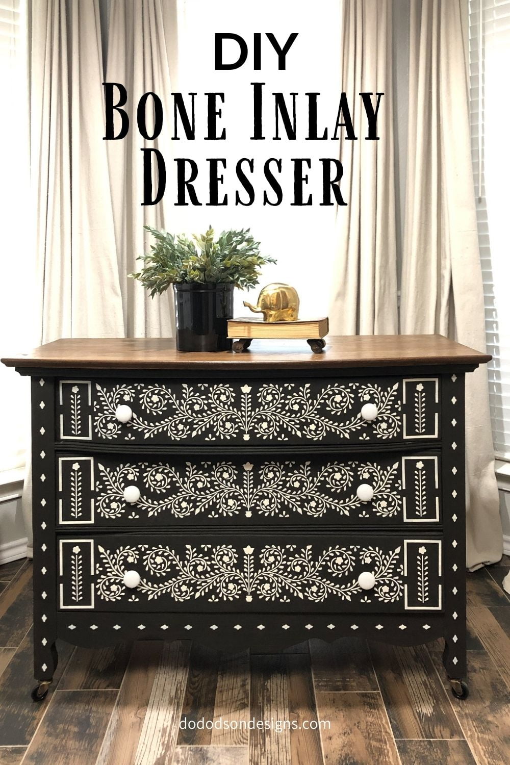 Bone Inlay Dresser (DIY With Stencils)