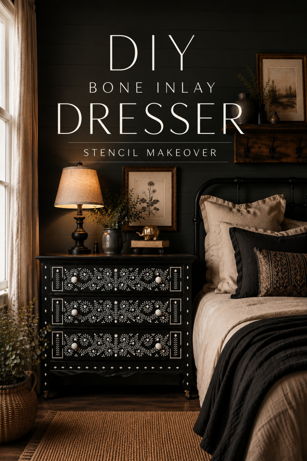 Bone Inlay Dresser (DIY With Stencils)