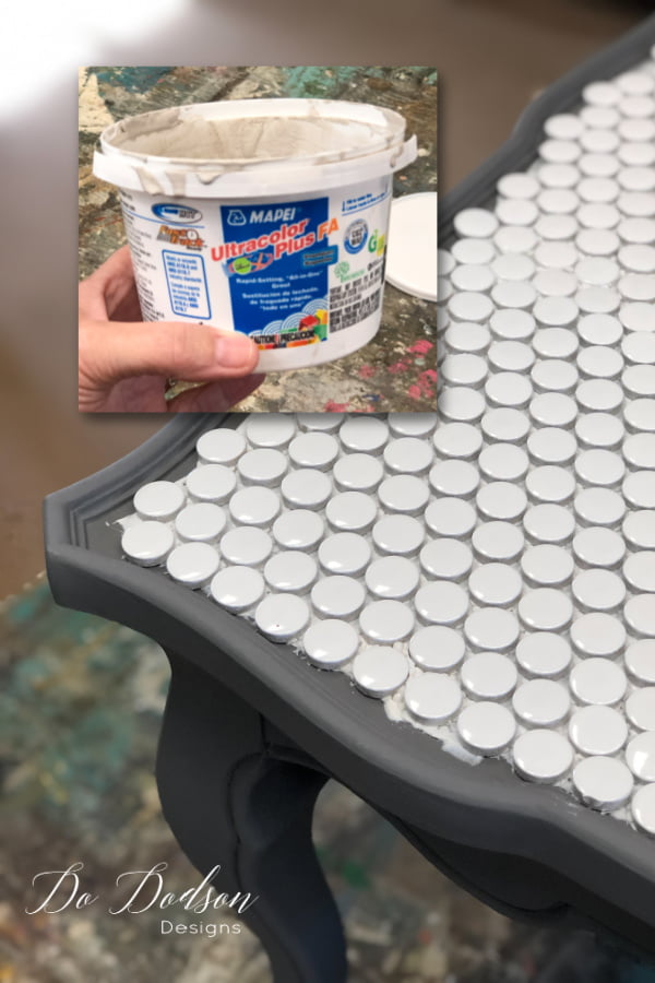 Adding the grout to a tiled table top has never been easier. Easy to mix grouts come in different colors that compliment your design.