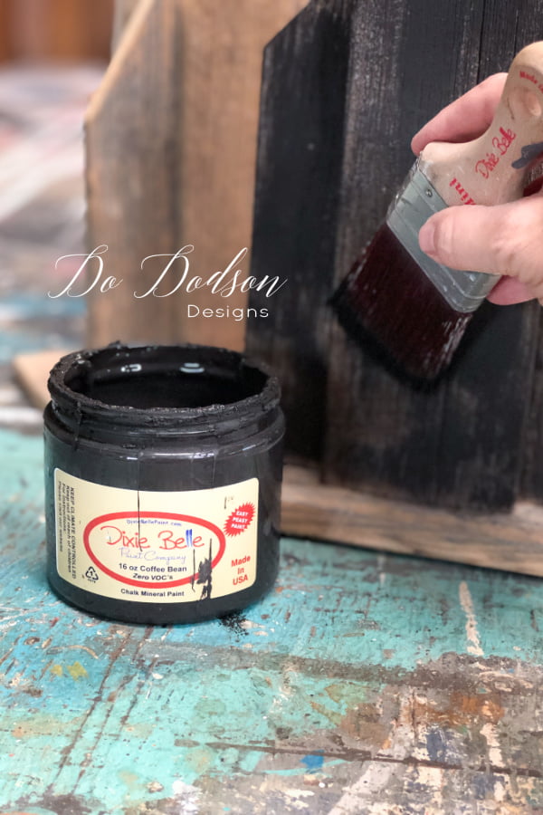 Chalk Mineral Paint was used on the wood using a dry brush technique.