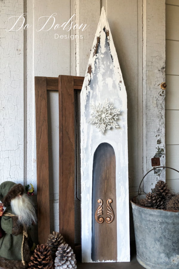 This DIY wood church gives me all the feels! All you need for this rustic wood craft project is 1 board and your imagination.