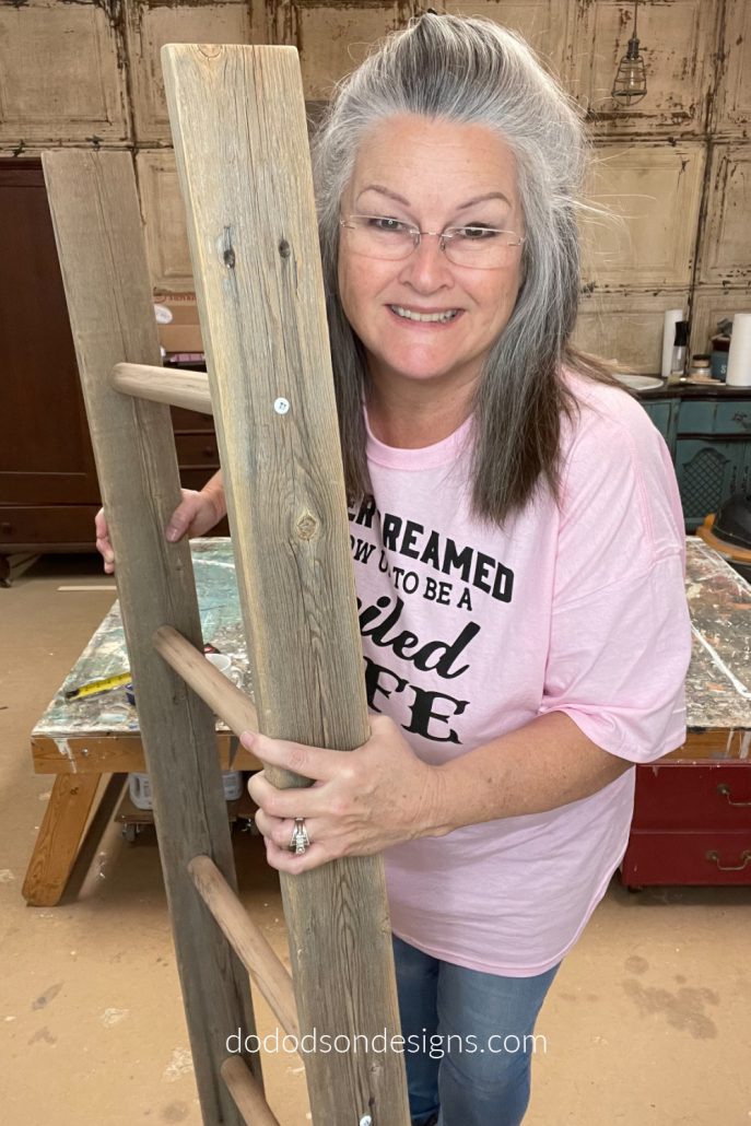 This part of the DIY blanket ladder project is totally optional but I like adding a subtle fanciness to my projects. Because you know... I'm extra that way.