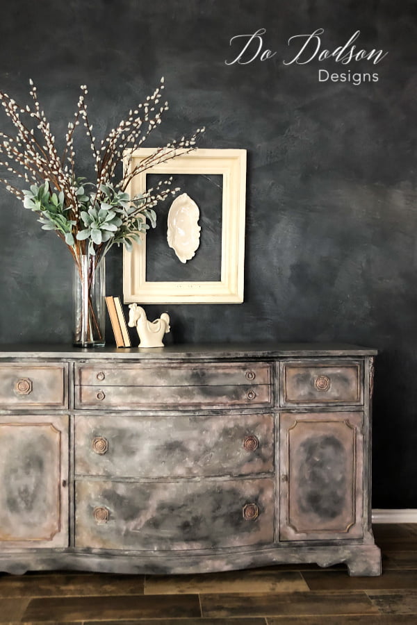 I used a combination of chalk paint colors and waxes from Dixie Belle to create this unique old world feel.