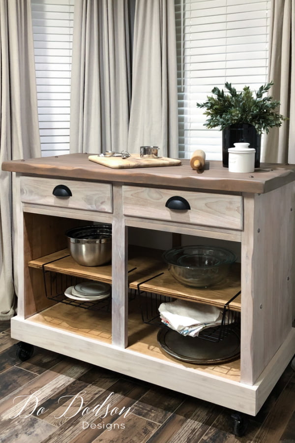 I flipped this cabinet into a rolling kitchen island using my skills and some Dixie Belle Paint products. It's perfect for my small space.