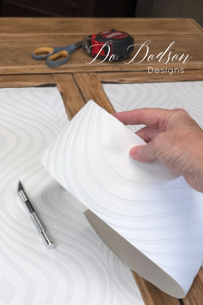 It's easy to update furniture with paintable wallpaper. Simply cut what you need and glue it in place. The rest is up to you. Chose the color you love and paint away. for a fabulous look.