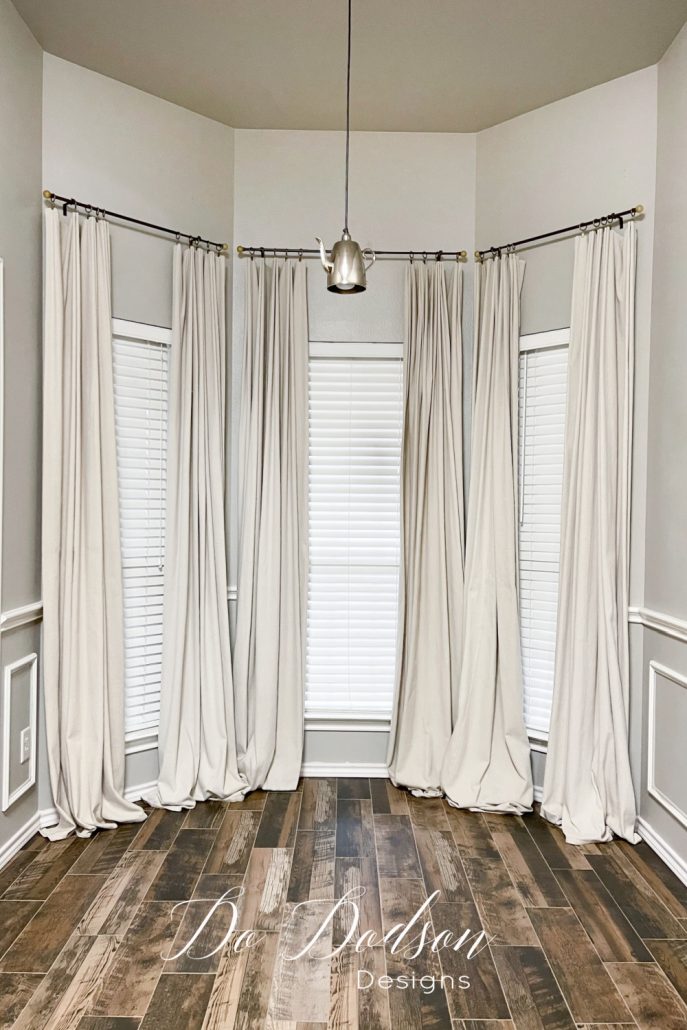 I L-O-V-E how my DIY drop cloth curtains turned out. Especially the puddling on the floor. It gives my space an earthy organic feel with a bit of formality.