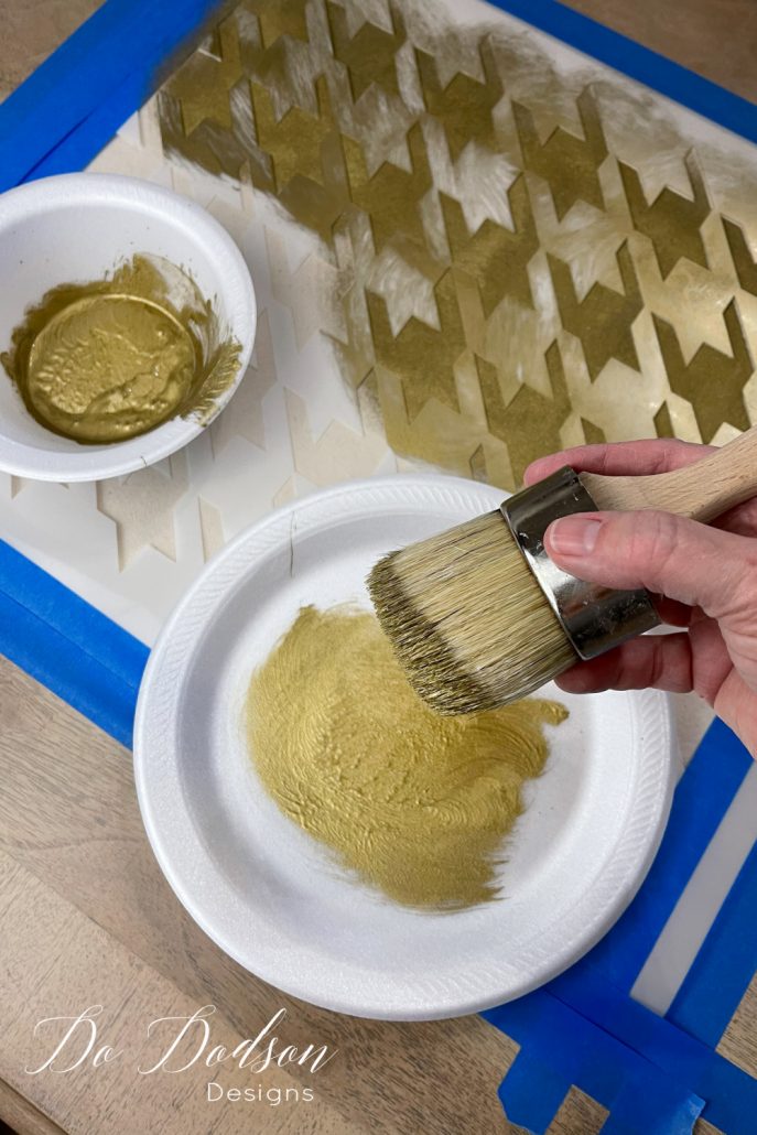 Less is more when learning how to stencil on fabric.