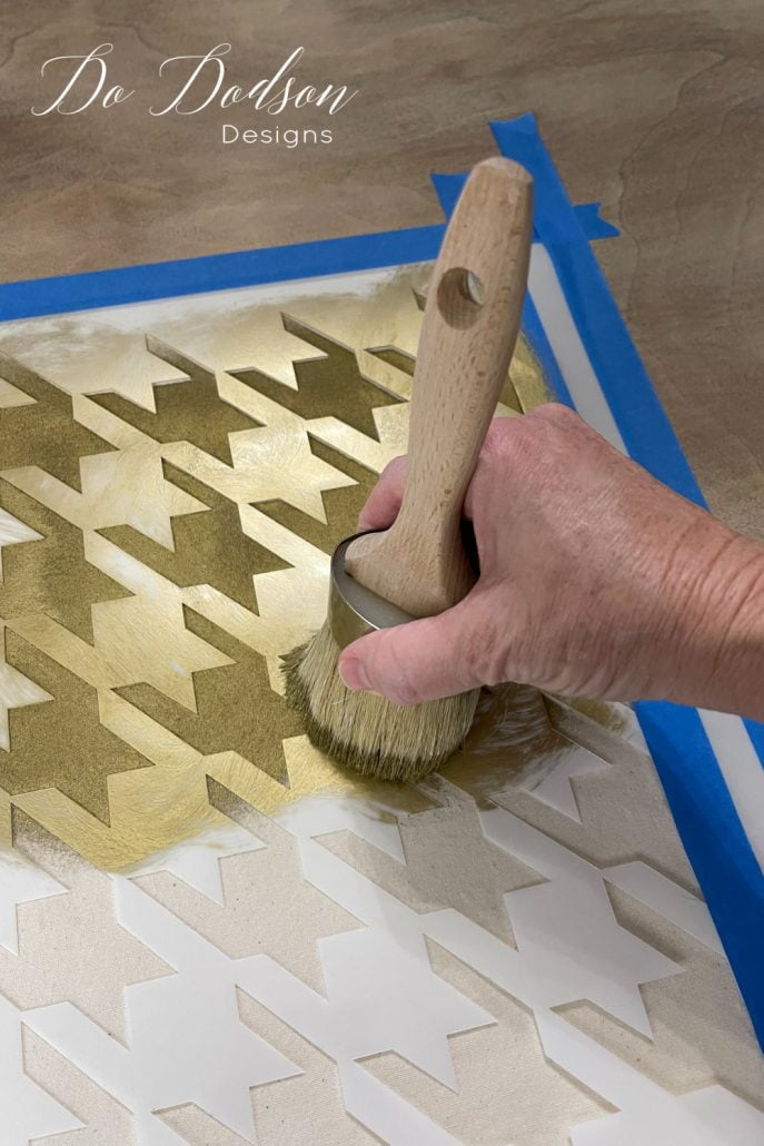 Contrary to everything you have heard, I applied this paint in a circular motion over the stencil. It came out perfect!
