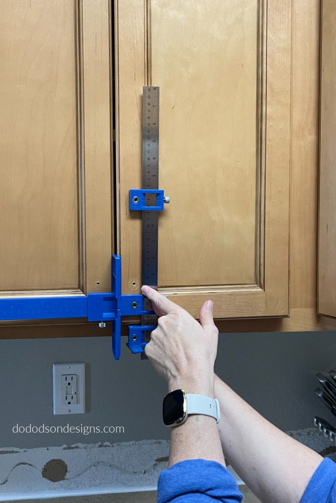 Try this cool tool when updating your kitchen cabinet hardware. It so easy to get the perfect holes so your hardware has perfect alignment.