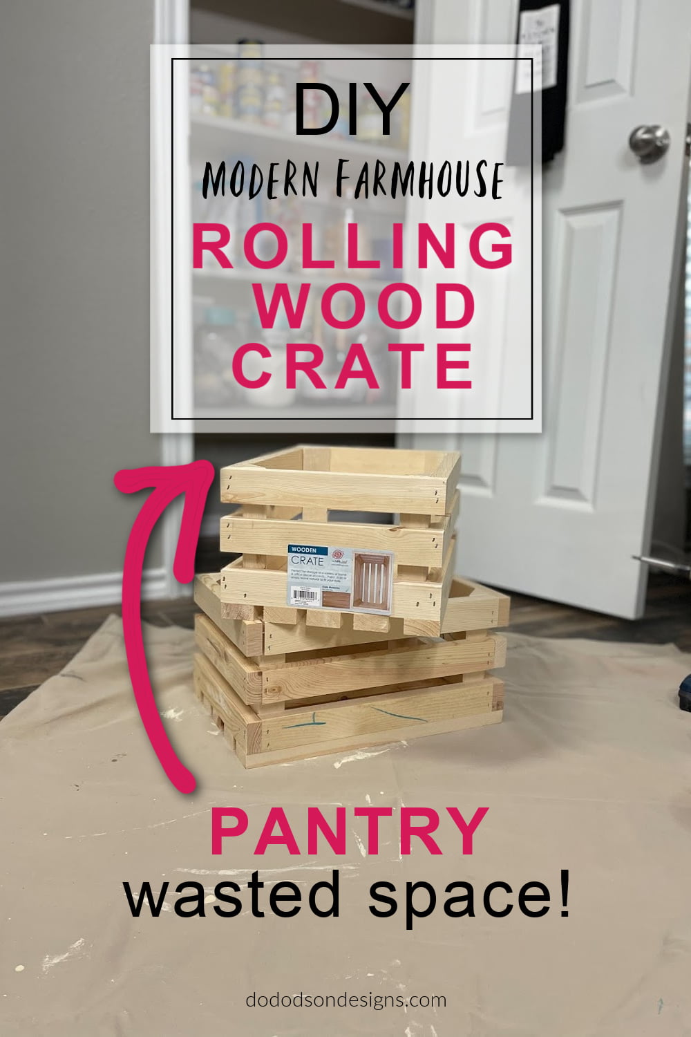 DIY Rolling Wood Crate - Pantry Floor Storage