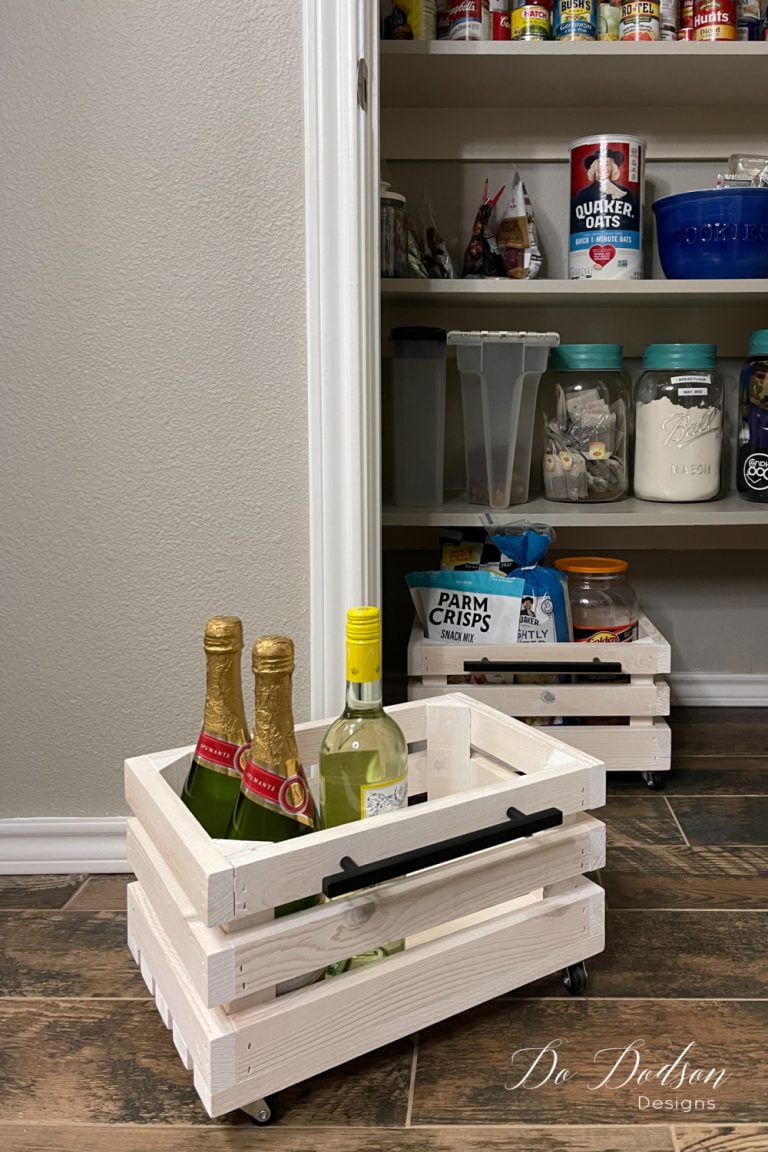 DIY Rolling Wood Crate Pantry Floor Storage Do Dodson Designs
