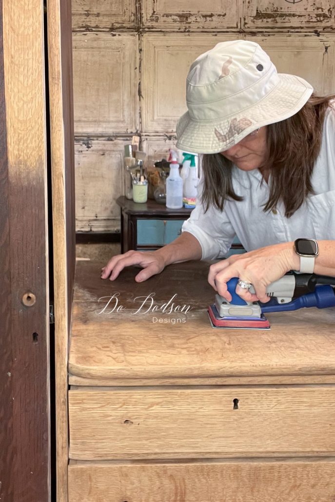 When stripping away an old finish, I find it easier to simply sand it off rather than using harsh chemicals. My SurfPrep Sander makes it quick and easy!