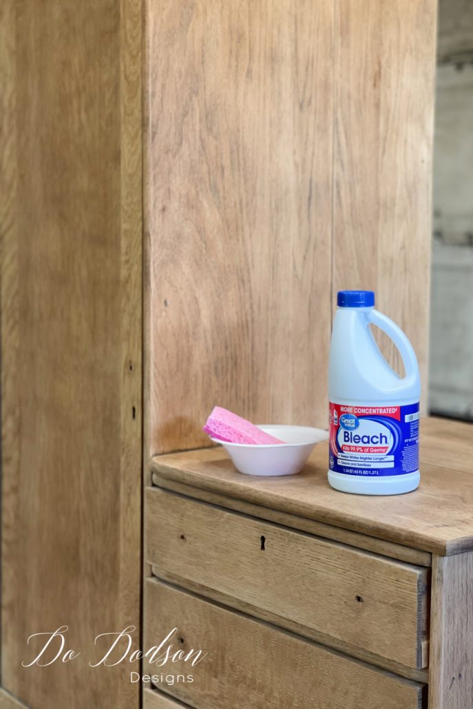 I use full-strength household bleach to bleach wood furniture. No need to buy the expensive stuff.