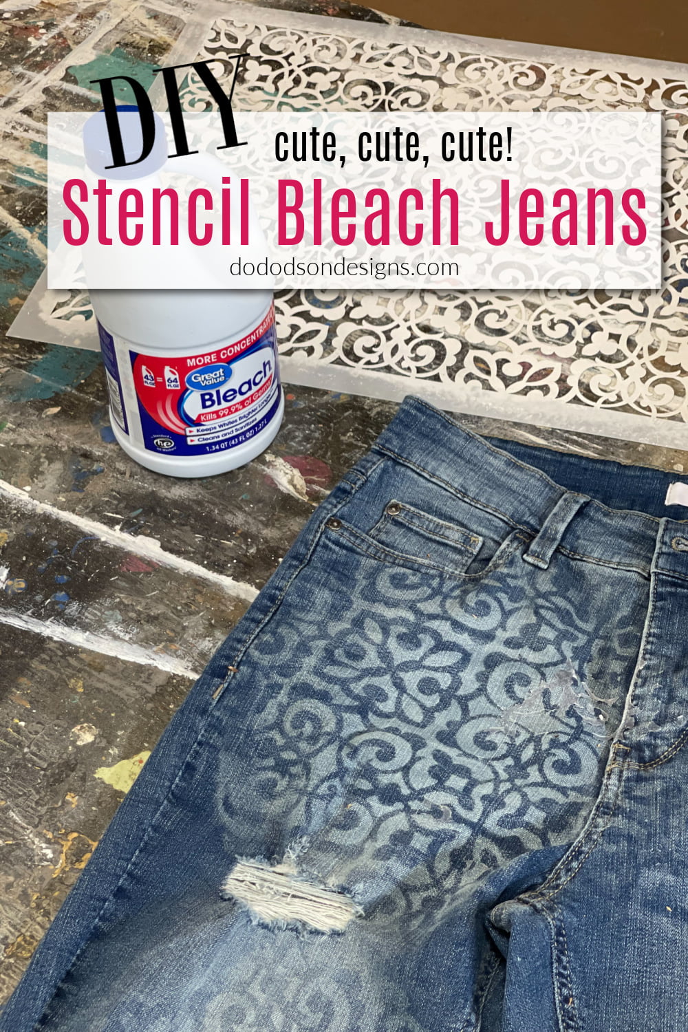 DIY Stencil Bleached Jeans For A Fresh Summer Look