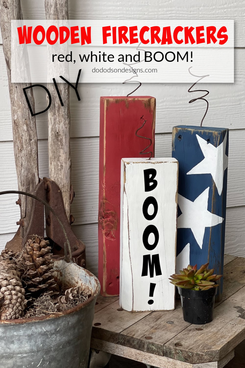 DIY Wooden Firecrackers - Quick & Easy Porch Decor