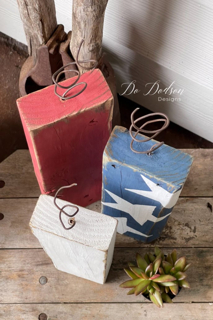 Easy DIY Patriotic July 4th Porch Decor In 1 hour! Wooden firecrackers with a long fuse.