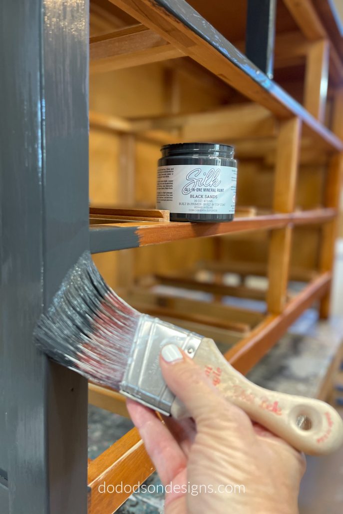 This isn't just your average black paint. It's the All In-One-Mineral paint. This black painted dresser will will look amazing when I'm done. Wait till you see what I have in store for the wood drawers!