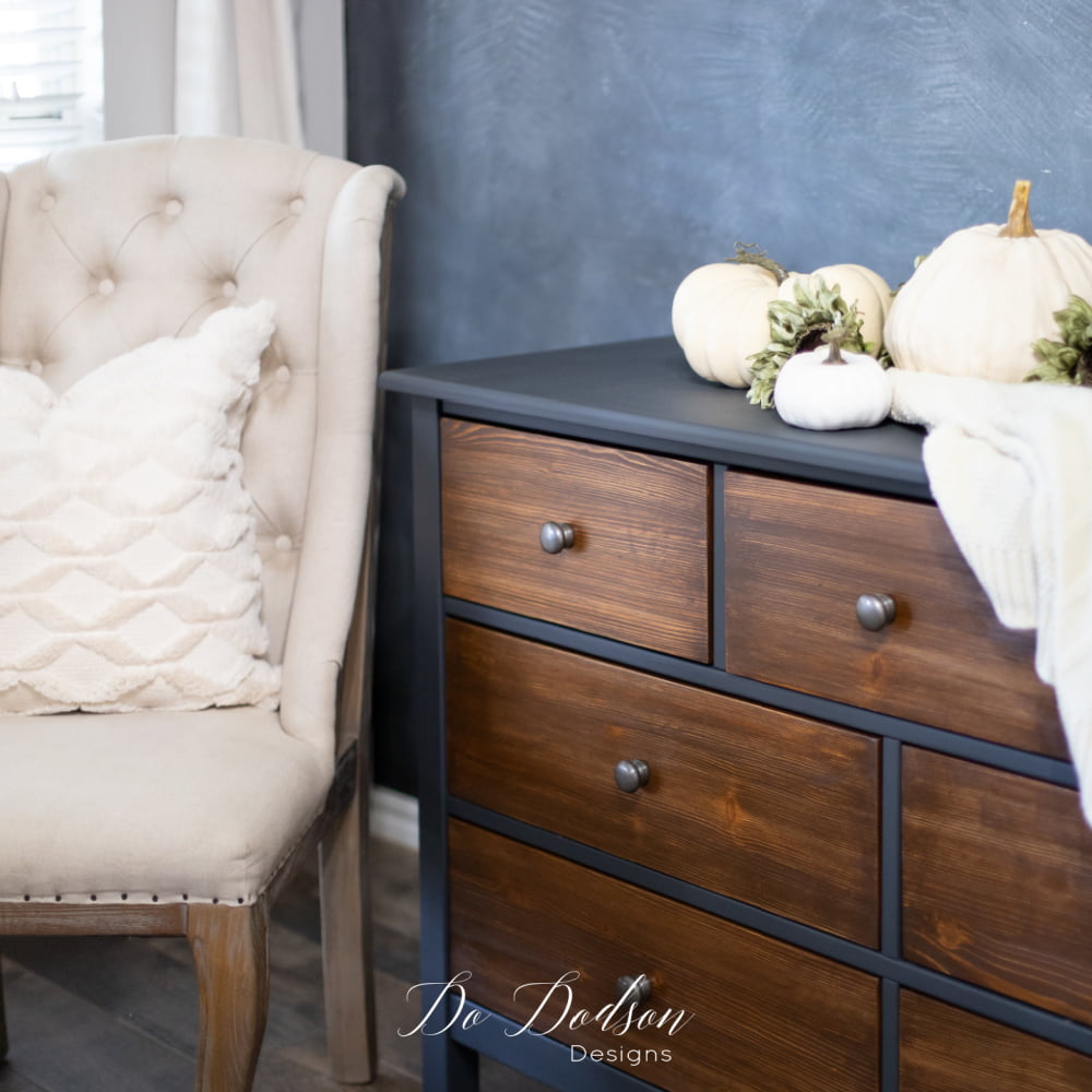 DIY Black Painted Dresser With Wood Drawers