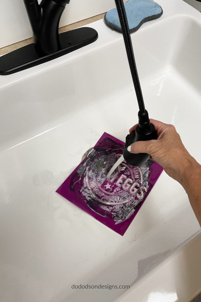 Immediately rinse the silkscreen stencil with water. You can use mild soap and water if you like. Lay the stencil on a flat surface to dry and replace the backing for storage to use another time. Each stencil is reusable up to 10 times. That's a lot of flour sack towels!