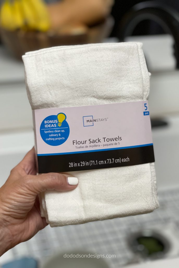Grandma made her kitchen towels from actual flour sacks. Thus the name flour sack towels. But now, you can purchase them at local stores like Walmart or even online. Depending on how many you are buying, the cost of one is about $1 each.