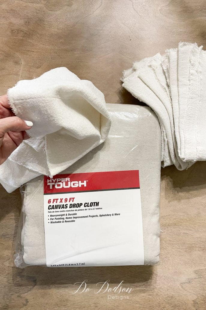 I love the organic look and feel of drop cloth and it makes beautiful table napkins.