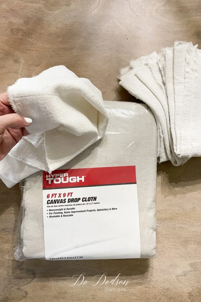 I love the organic look and feel of drop cloth and it makes beautiful table napkins.