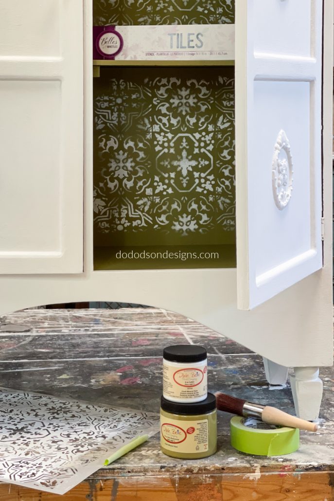 Easy Stencil Application On Chalk Painted Furniture