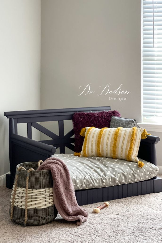 What a fantastic way to repurpose an old chair into a DIY dog bed! Way better than those store bought ones.