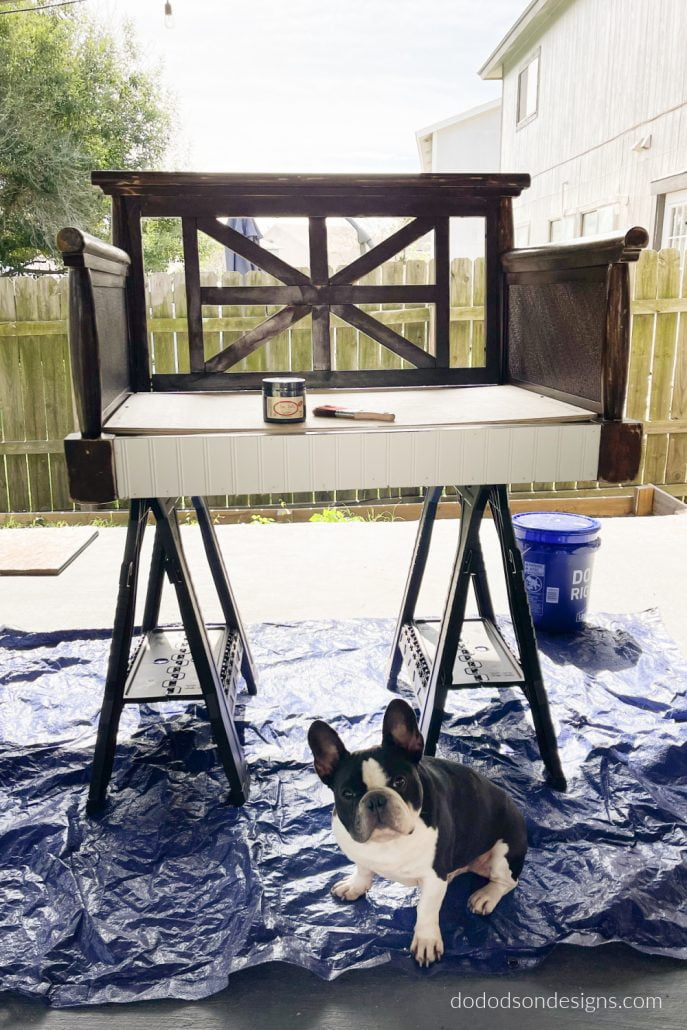 Learn how I made a DIY dog bed from an old chair. It was super easy!