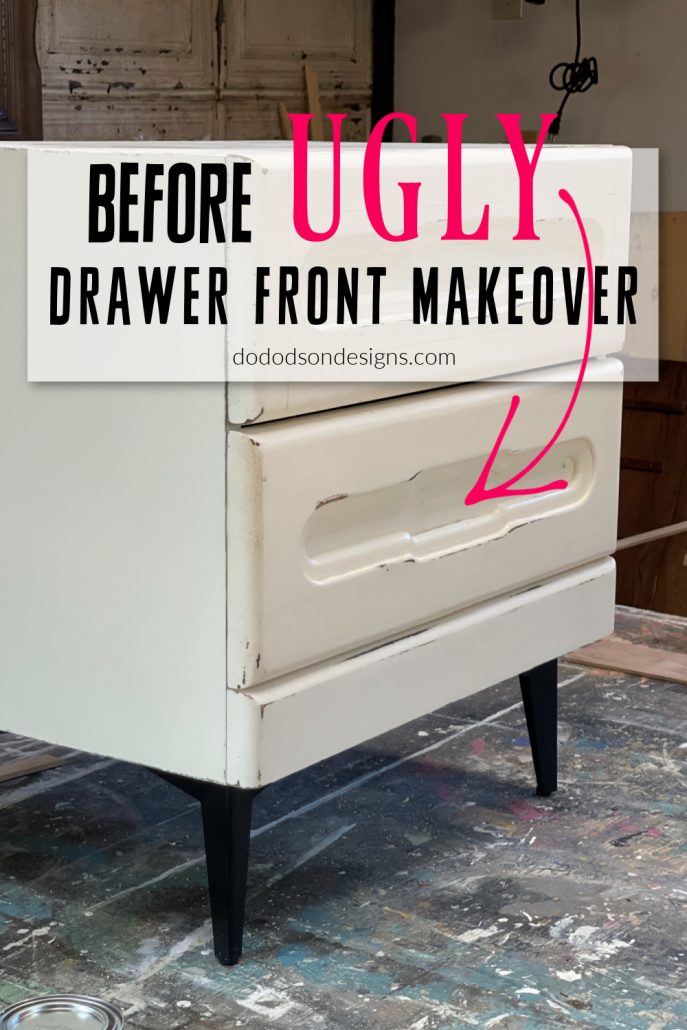 It was the UGLIEST nightstand ever. But after the drawer front makeover, it's almost unrecognizable. Come see the before, during and after. SHOCKING!