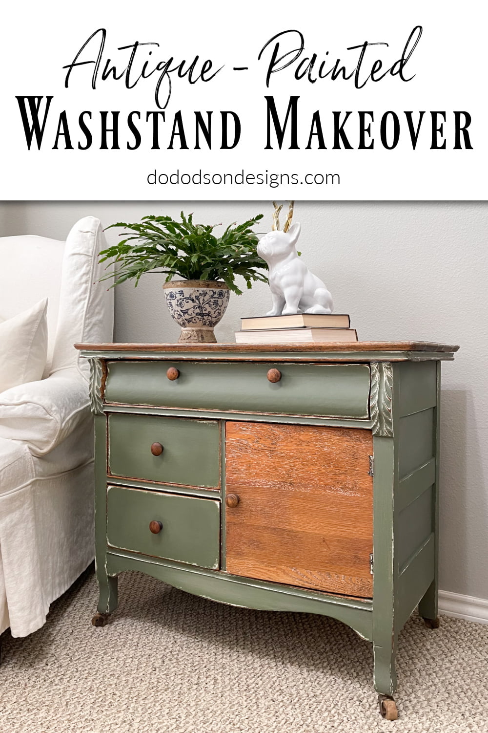 My Painted Antique Washstand Makeover - I found it on the curb!