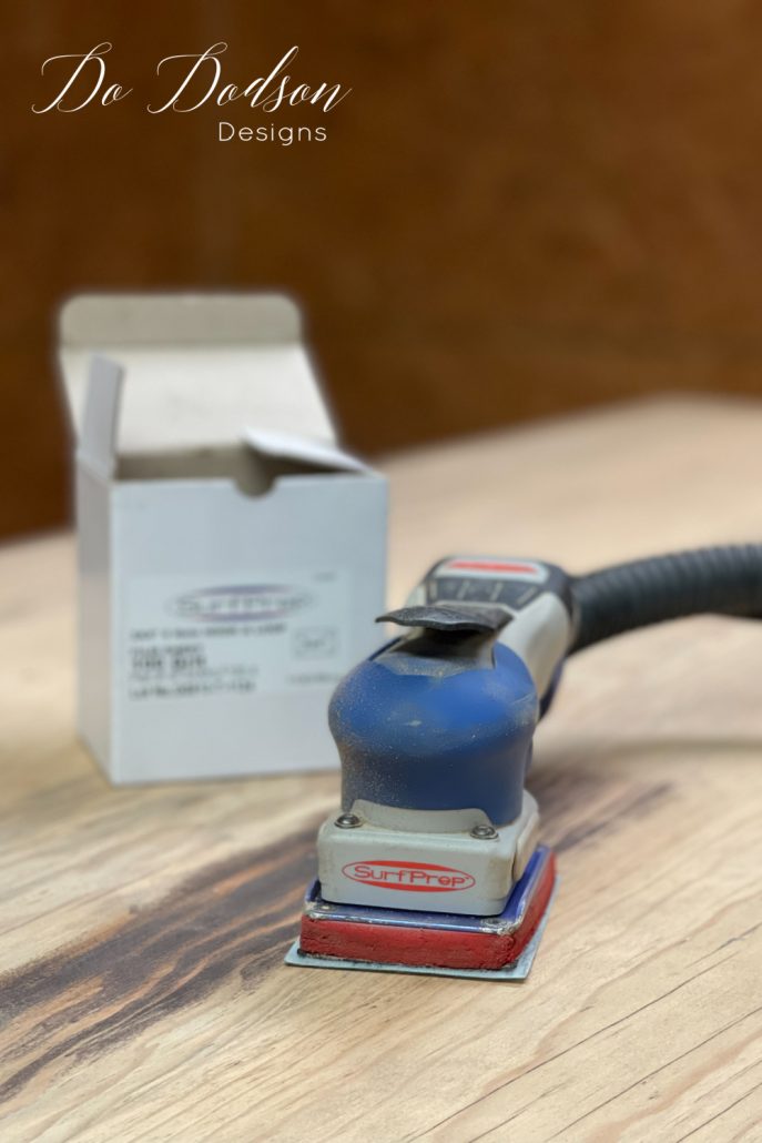 I used my SurfPrep Sanding System to rip off the existing finish on this desk top to prepare it for a new modern up to date natural raw wood finish.