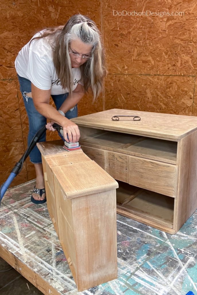 This method of stripping off old finishes works best on older neglected wood pieces that are brittle and dry. Look at all that wood!
